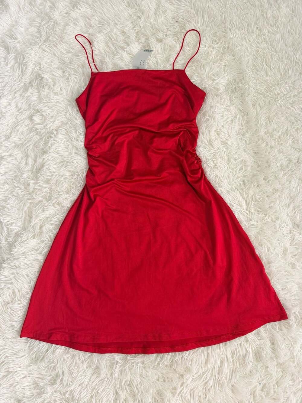 Divided By H&M Ruched Slip Dress Size M Red Mini